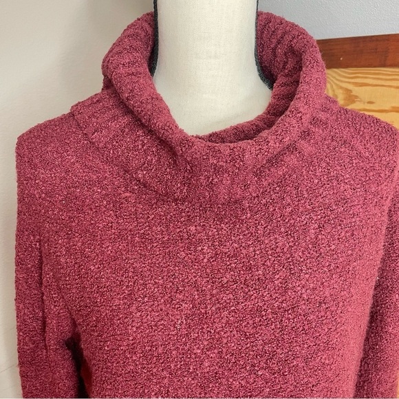 Elan Burgundy Maroon Wool Blend Turtleneck Lace Up Sleeve Sweater Medium - Picture 5 of 10